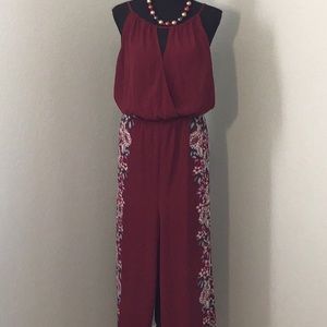 Candies Burgundy and Floral Jumpsuit - XXL